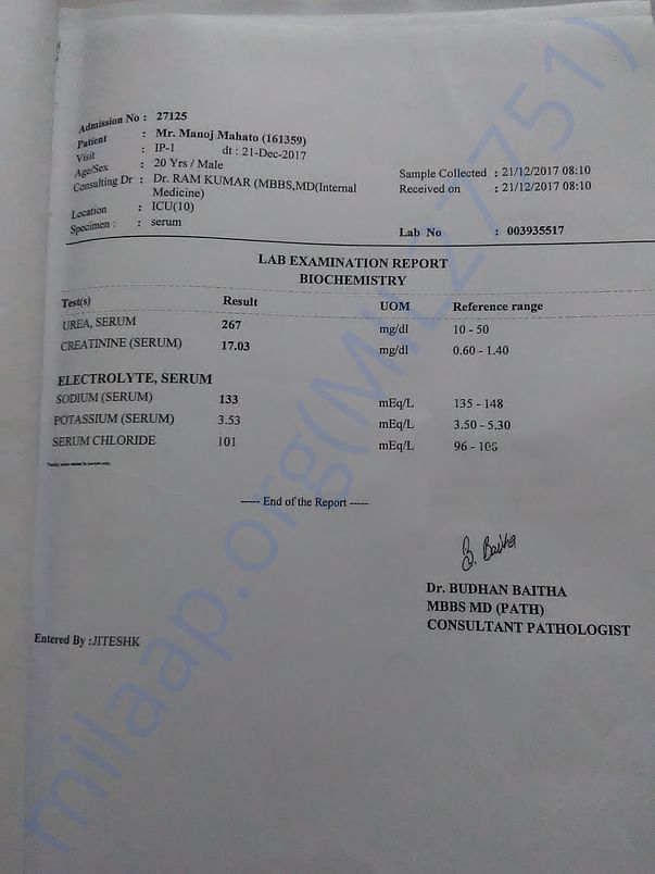 patient's medical report