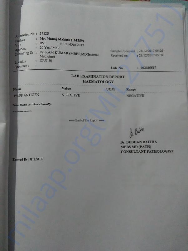 patient's medical report