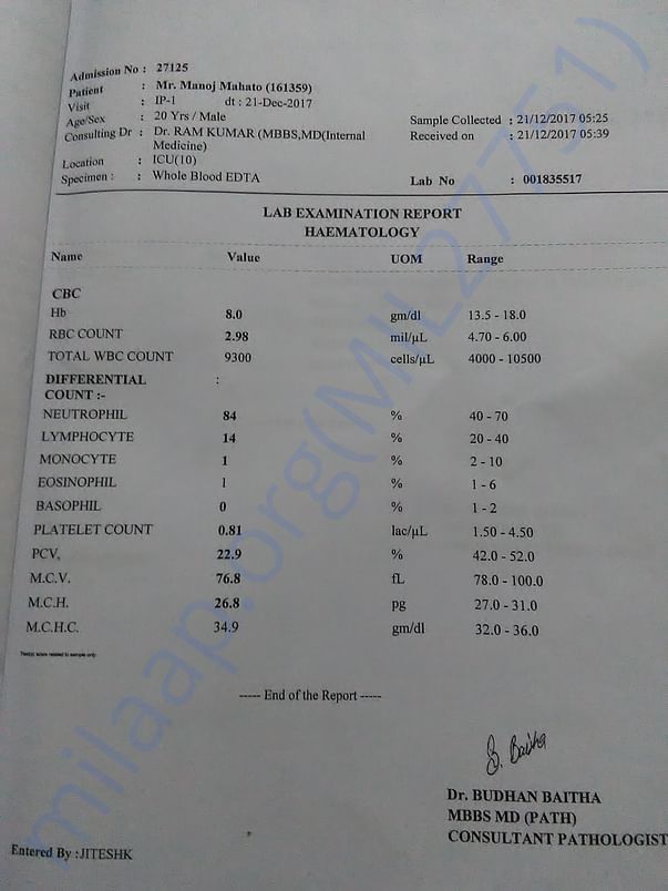 patient's medical report