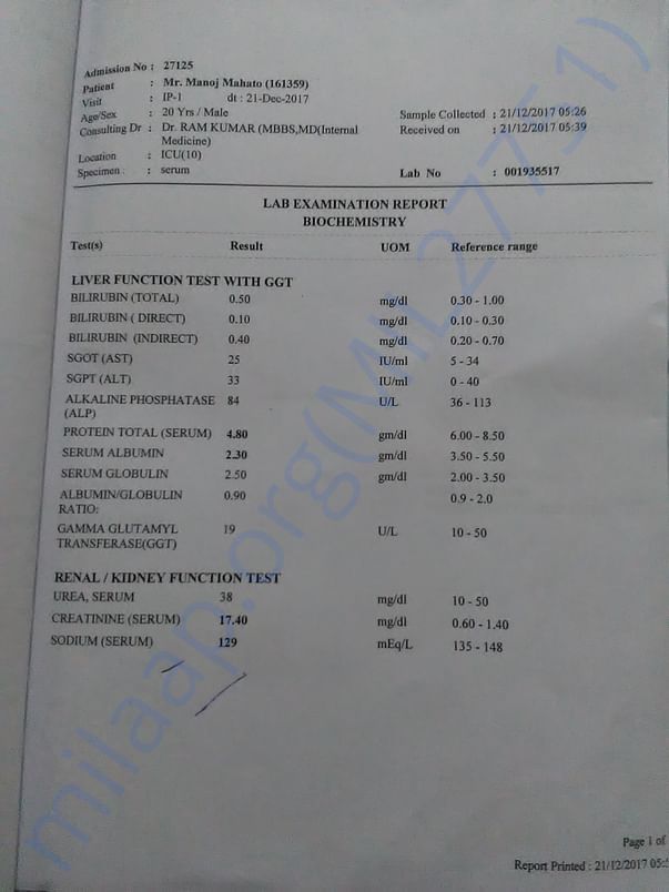 patient's medical report