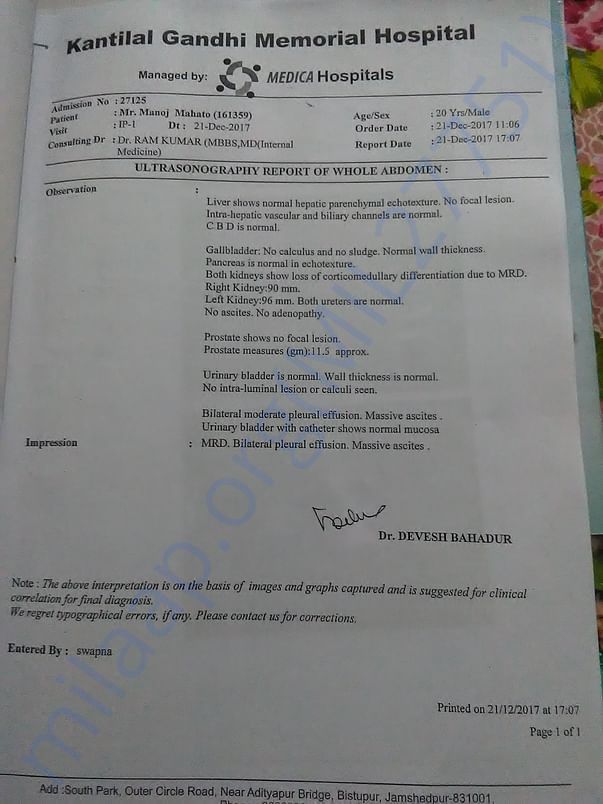 patient's medical report