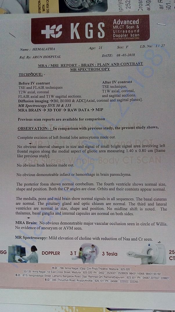 Post cycle treatment MRI 1st page