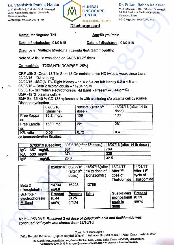 Medical report of cancer