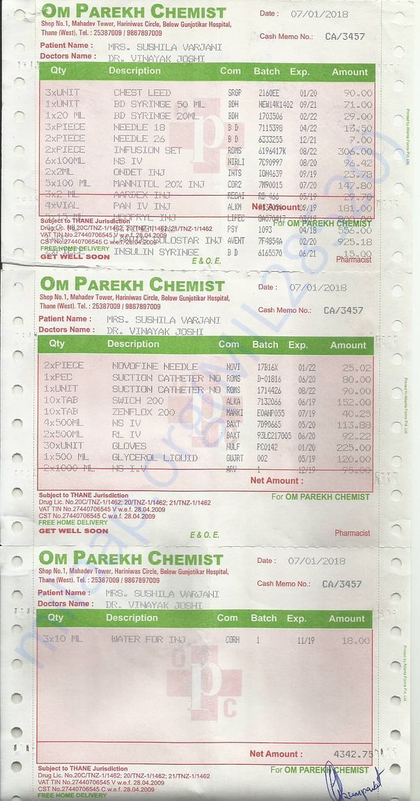 Medicine Bills