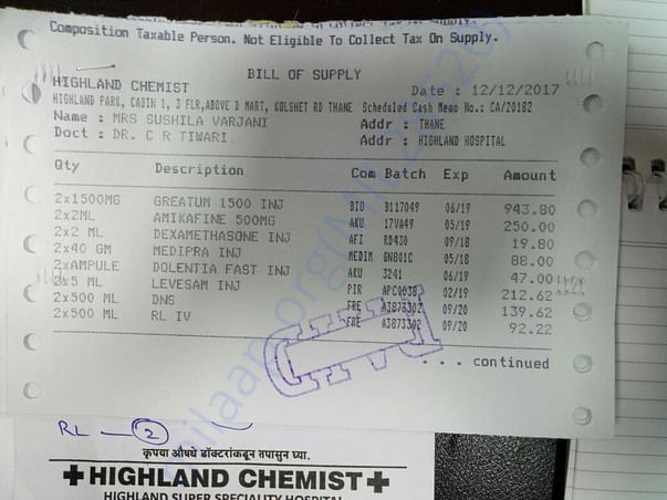 Medicine Bills