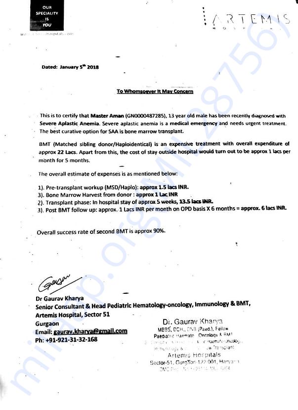 Latter from the treating doctor