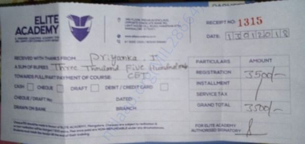 CET Fees paid on 13/01/2018 Rs:3500