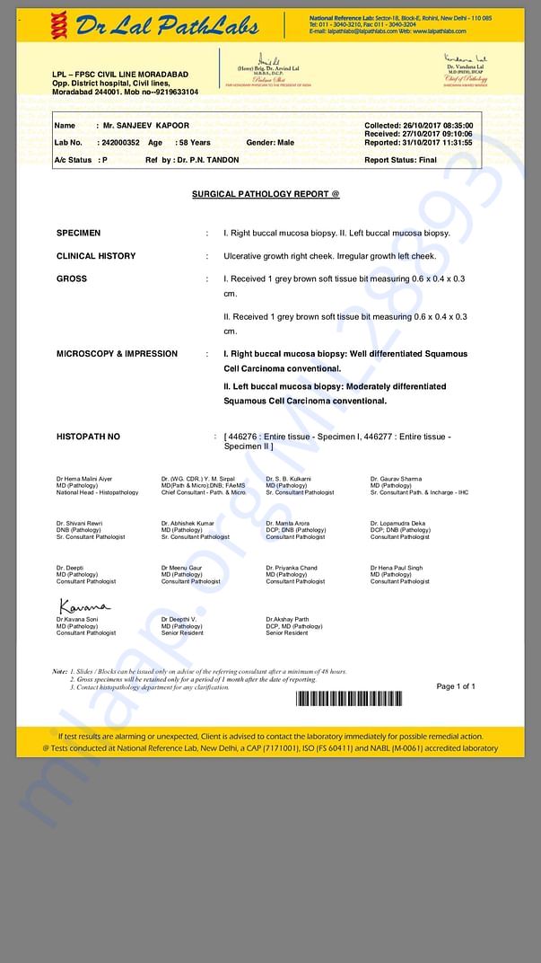 Medical Reports of my father