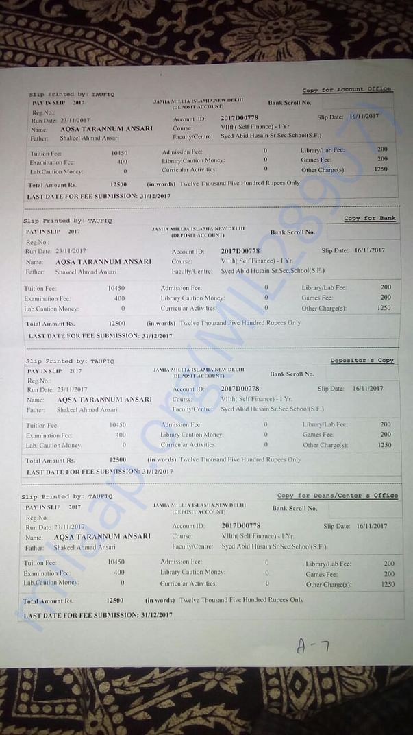 fee slip