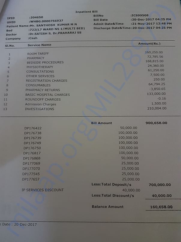 Medical bill paid