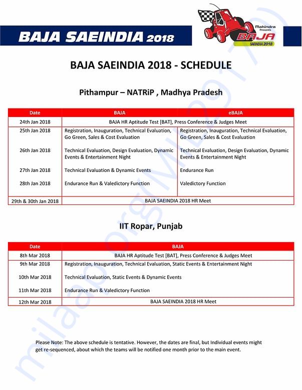 SCHEDULE 2018