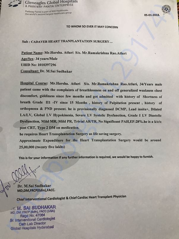 Global Hospital - Heart Transplantation - Harsha Atluri