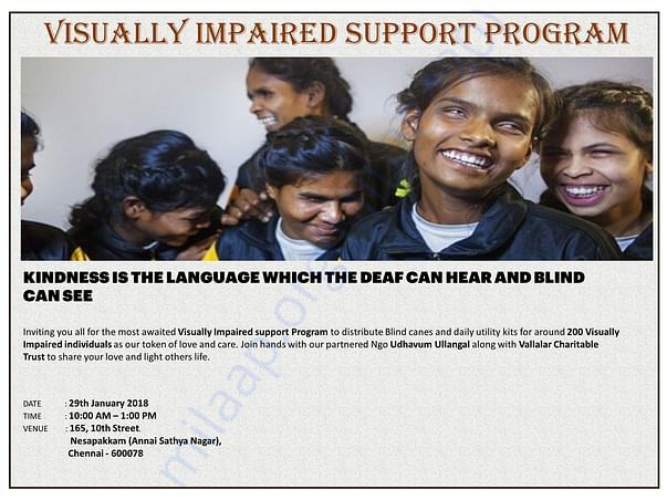 INVITATION FOR VISUALLY CHALLENGED SUPPORT PROGRAM