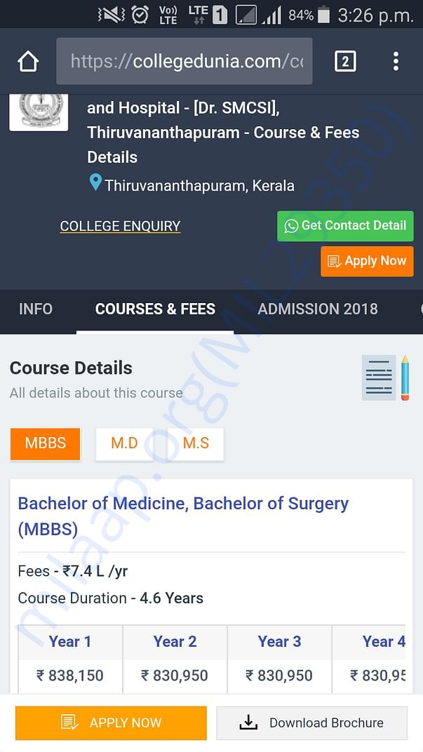 Fees structure