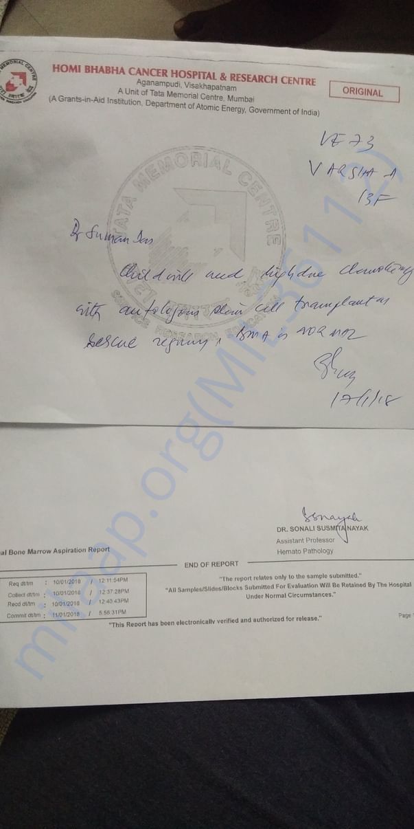 Report from Tata Cancer hospital