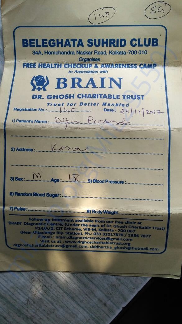 Dr Amrita Panda prescription. Dr. Ghosh Charitable trust