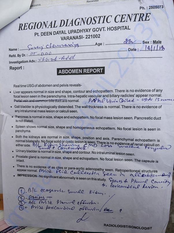 Abdomen report of kidney contracting old