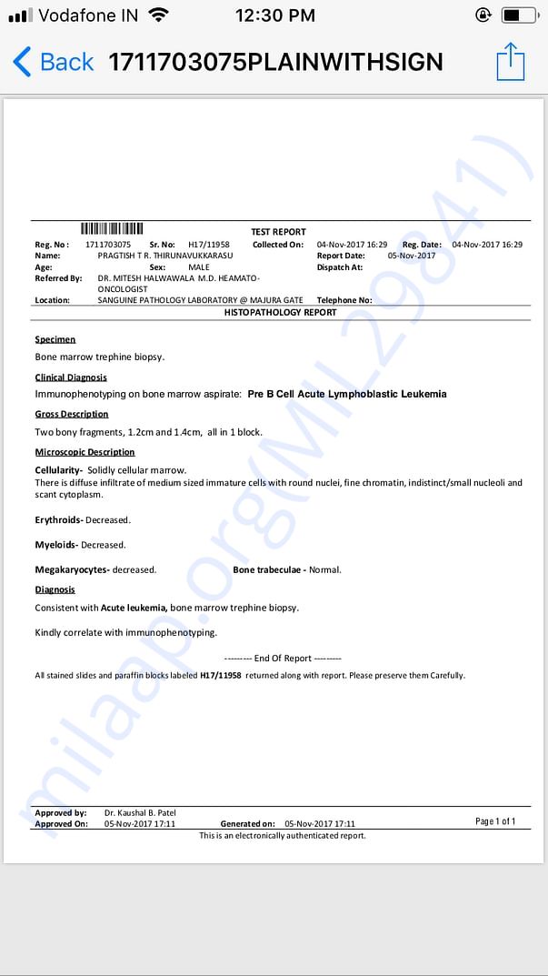 Histopathalogy report