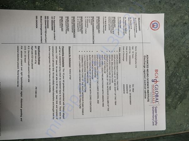 Disclosure summary of the patient