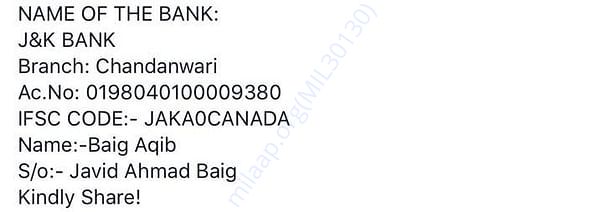 Bank Account Details