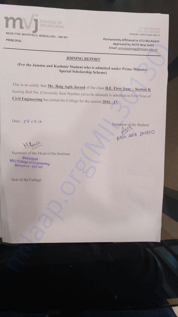 College Joining Report