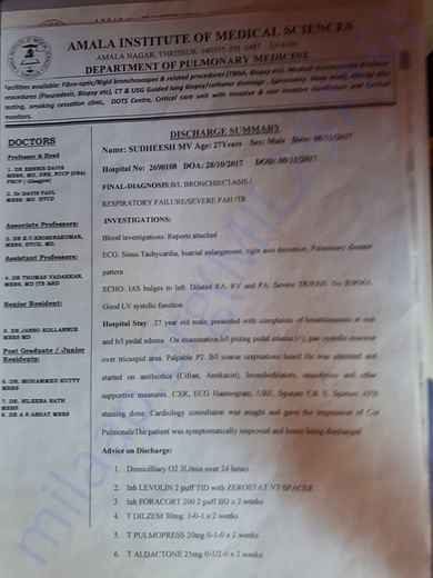 Hospital report of sudheesh.