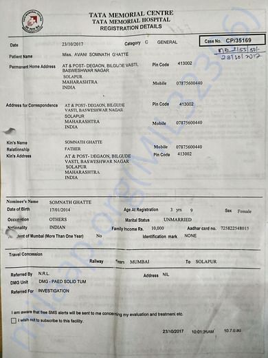 Already Completed Chemotherapy Treatment & surger In Tata Hospital