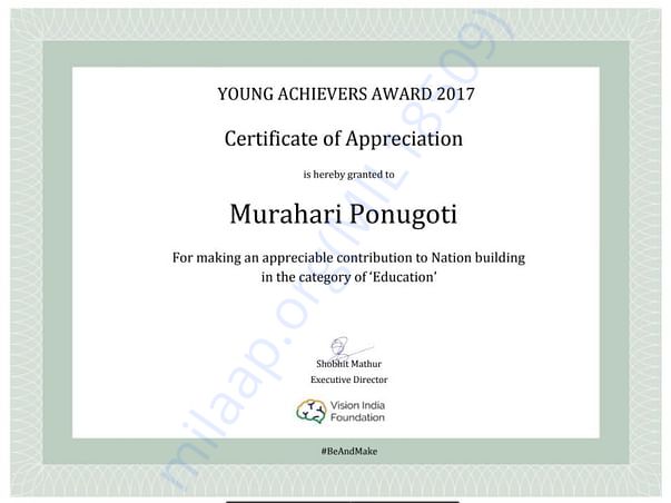 Appreciate from Vision India - Think Tank