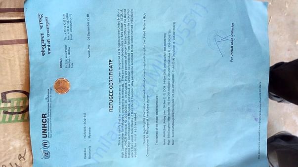 UNHCR certificate recognising the refugee status of these people