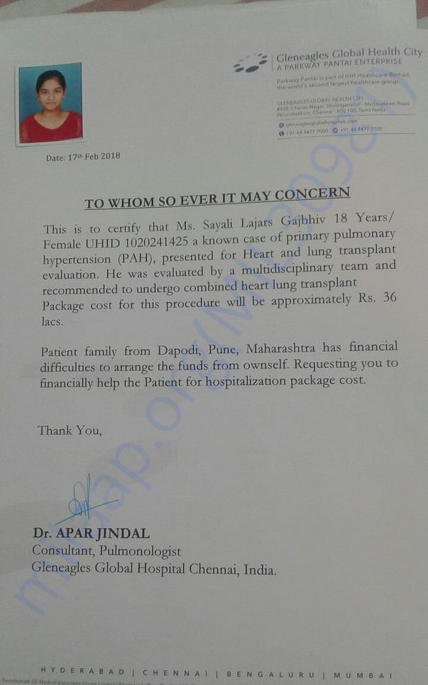 Hospital letter