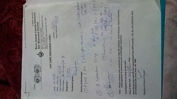 Second Month's Chemotherapy Schedule