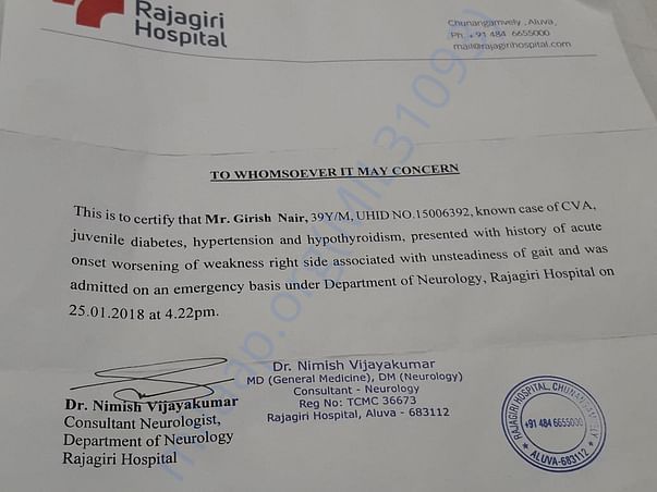 Admitted for stroke