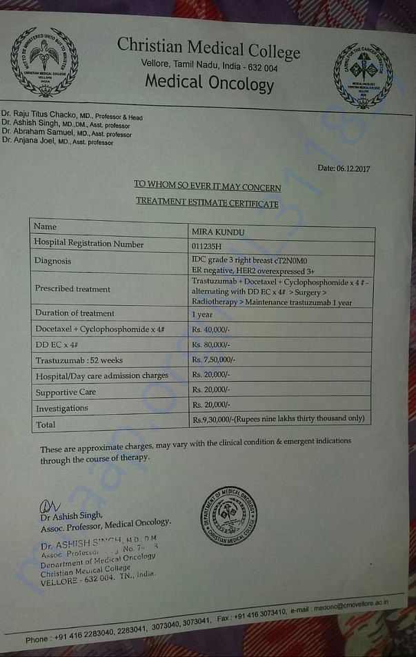 Estimate letter