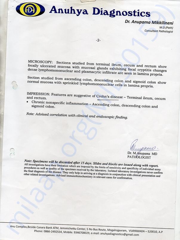 pathology report page 2
