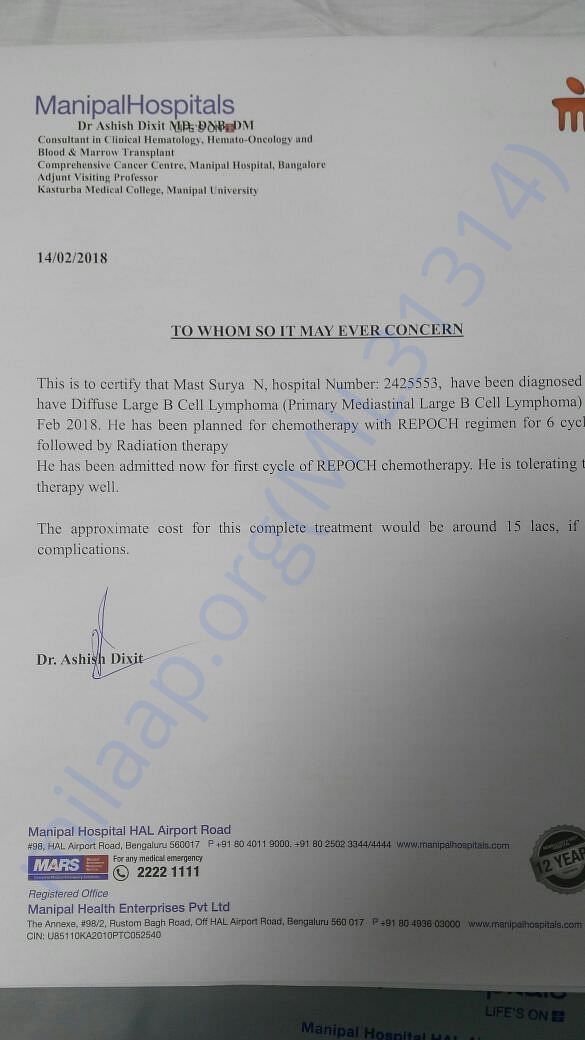 Letter from hospital