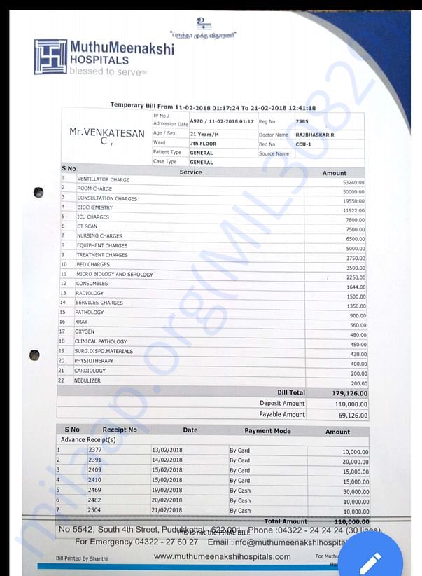 Bill from 11th feb to 21st feb 2018.