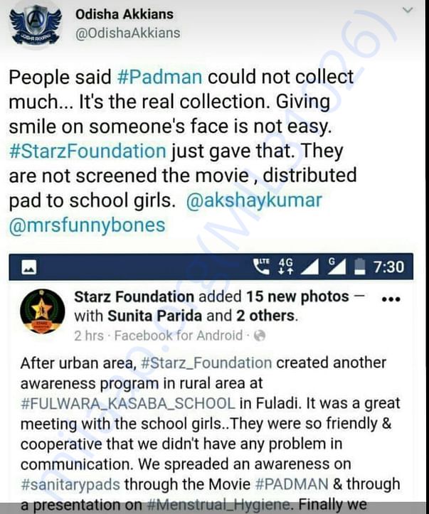 A tweet from akshay Kumar official fan club