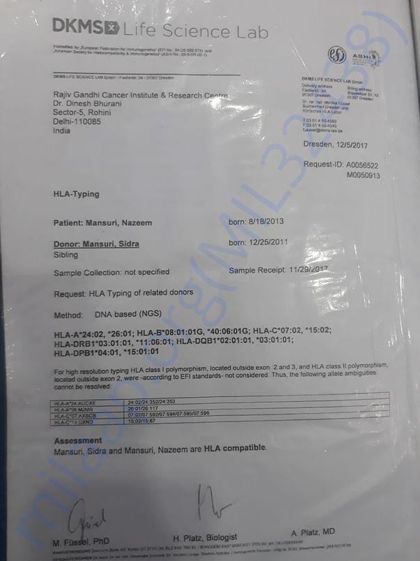 This is DONER HLA MATCHING REPORT