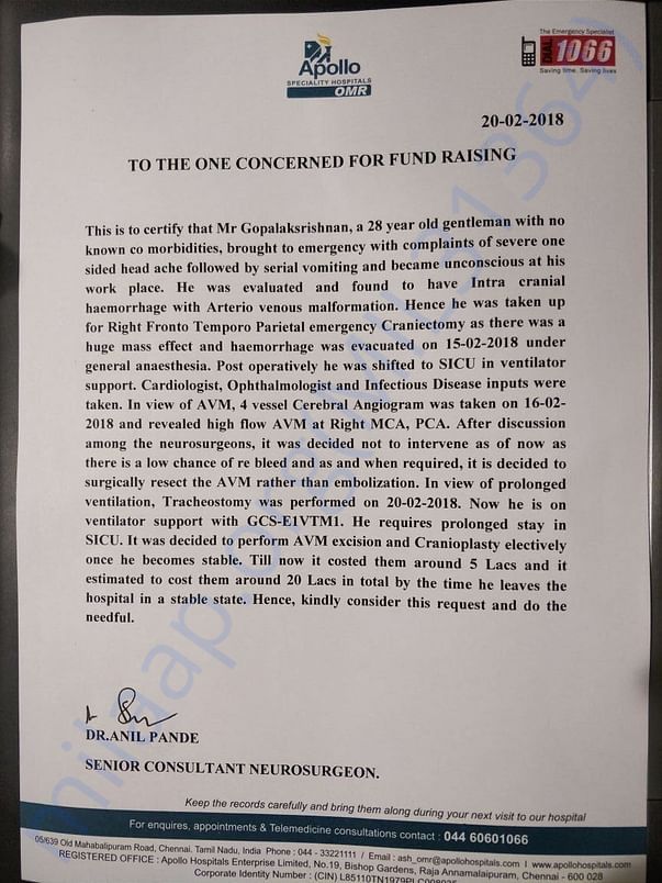 Apollo hospital medical report