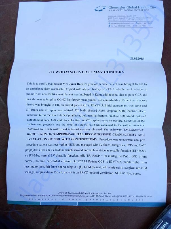 Reference letter from the Hospital