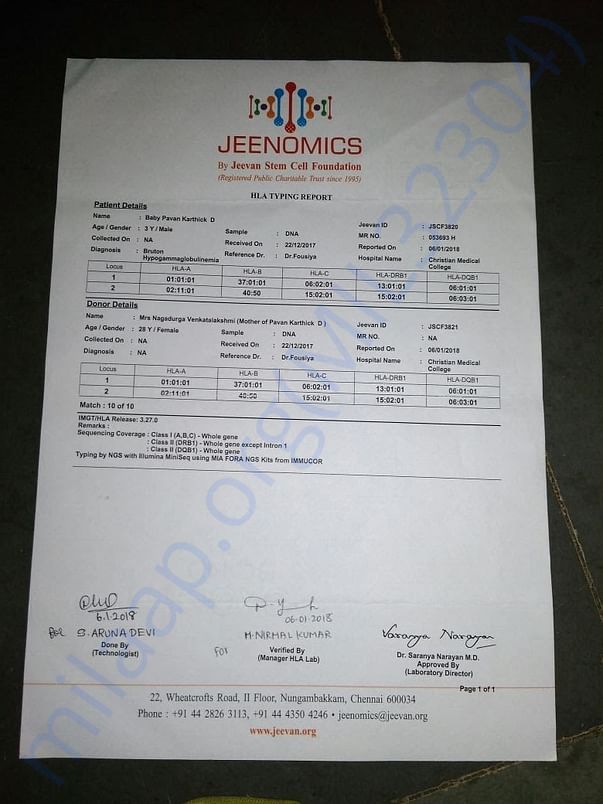 Donor Match Report