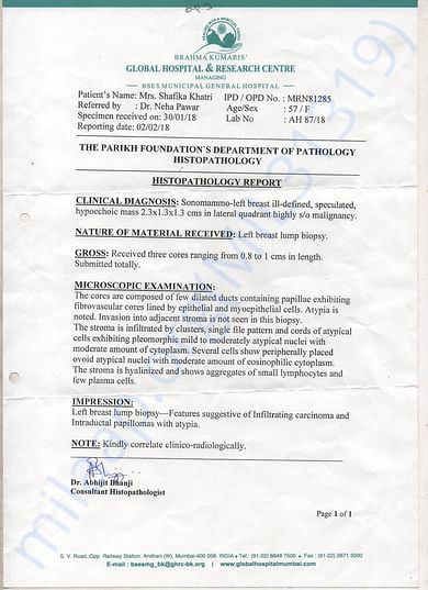 Histopathology Report