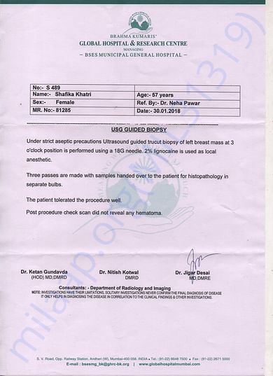 USG Guided Biopsy Report