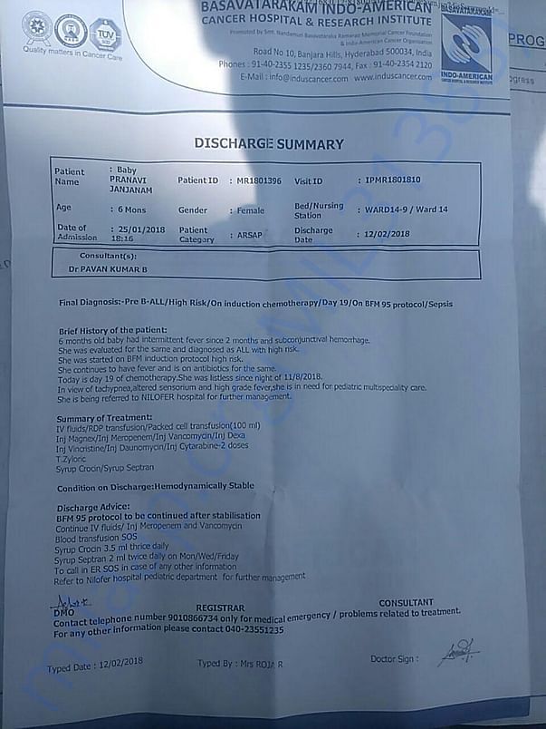 Basavatarakam cancer hospital report
