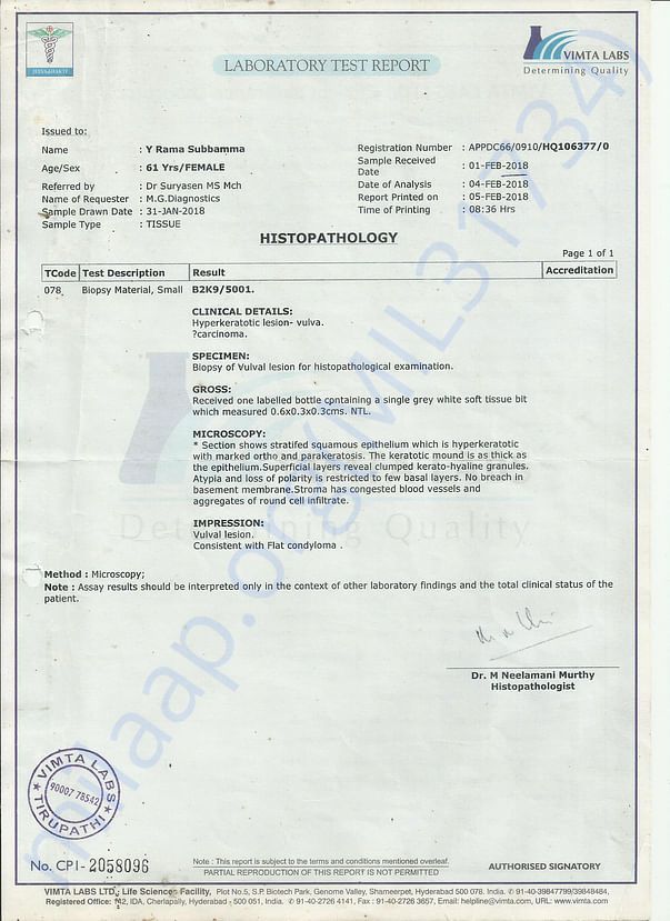 Lab Report - Histopathology - Vimtalabs