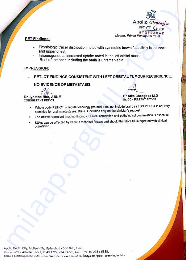 Pet ct report
