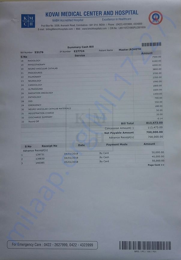 Final Bill from 02 Jan 2018 to 23 Jan 2018