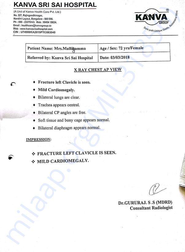 X-ray chest report