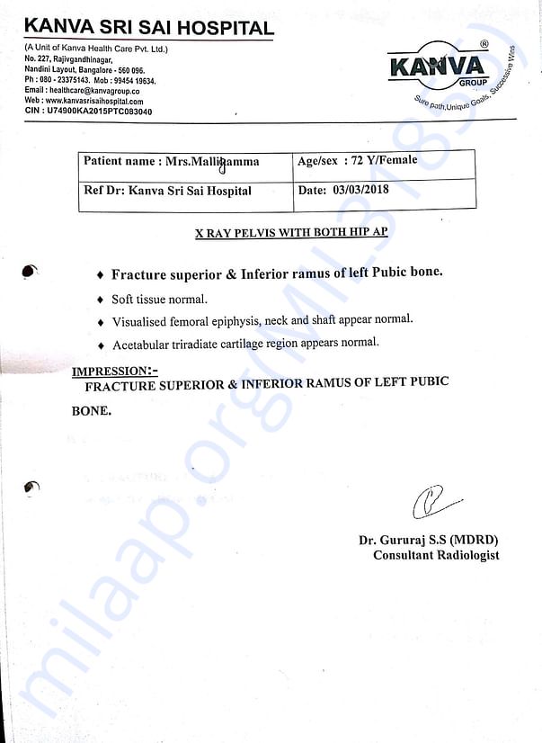 X-ray pelvis report