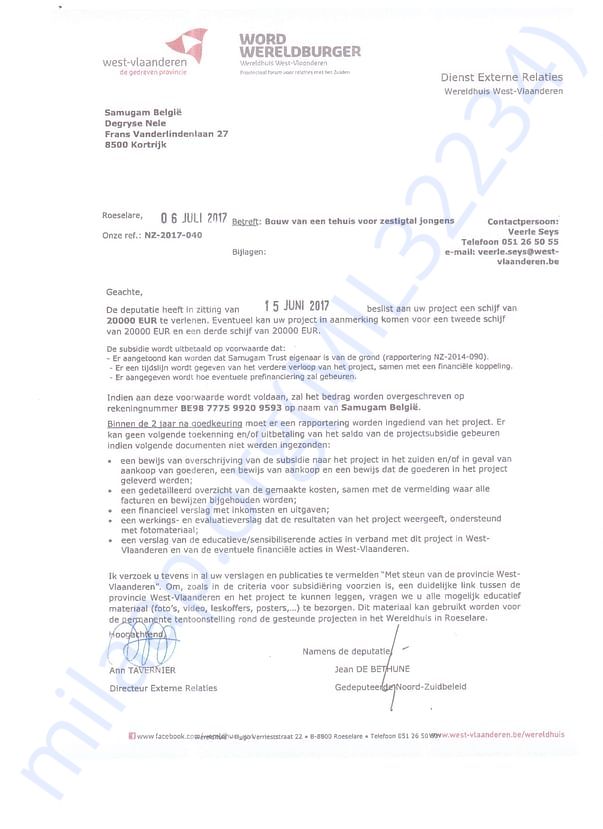belgium govt santion letter page 1